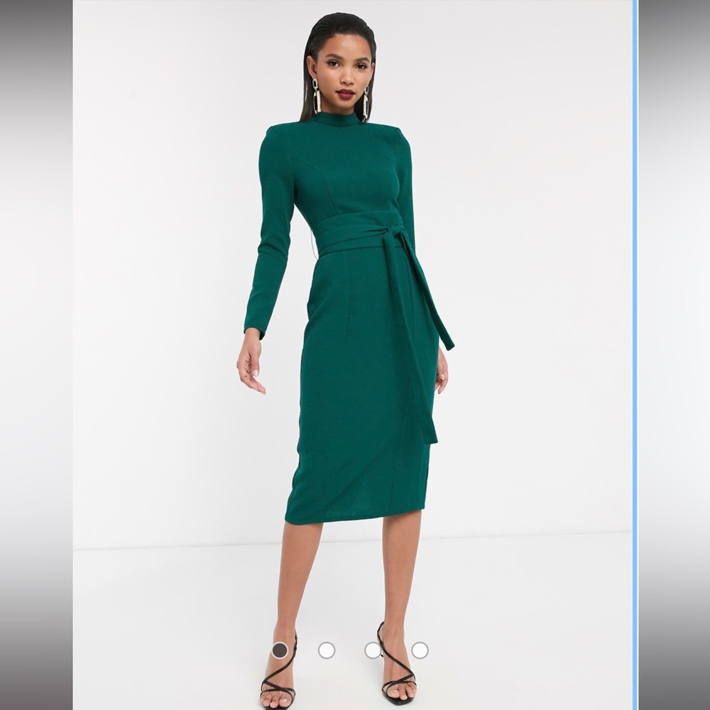 ASOS Teal Long Sleeve Midi Dress